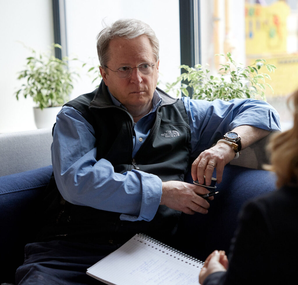 Paul Hofheinz, president and co-founder of the Lisbon Council, visiting Bucha (Ukraine) in March 2023.